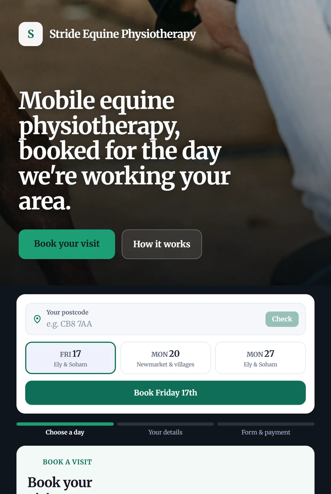 The client booking flow: a clear, guided journey from picking a day to confirmation, keeping people informed at every step